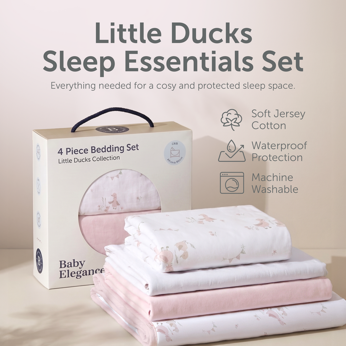 Bedding Set - Cot Bed - Little Ducks - 4pcs - Baby Elegance