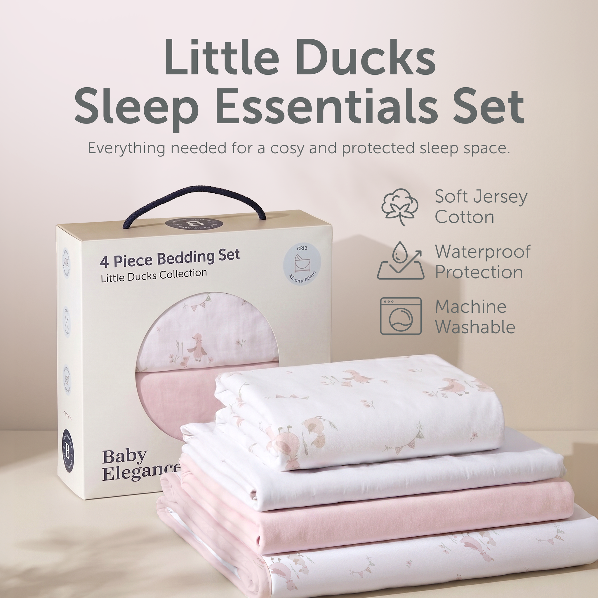 Bedding Set - Cot Bed - Little Ducks - 4pcs - Baby Elegance