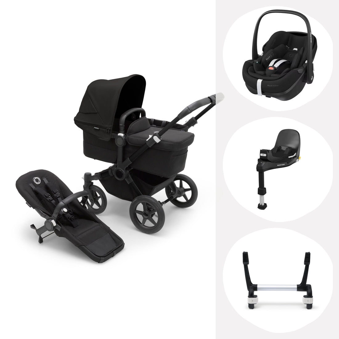 Bugaboo Donkey 5 Mono, Maxi Cosi Pebble 360 Car Seat, Base & Adapter Bundle