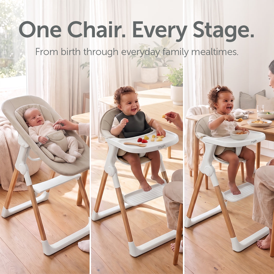 Baby Elegance Mash High Chair Bundle - White