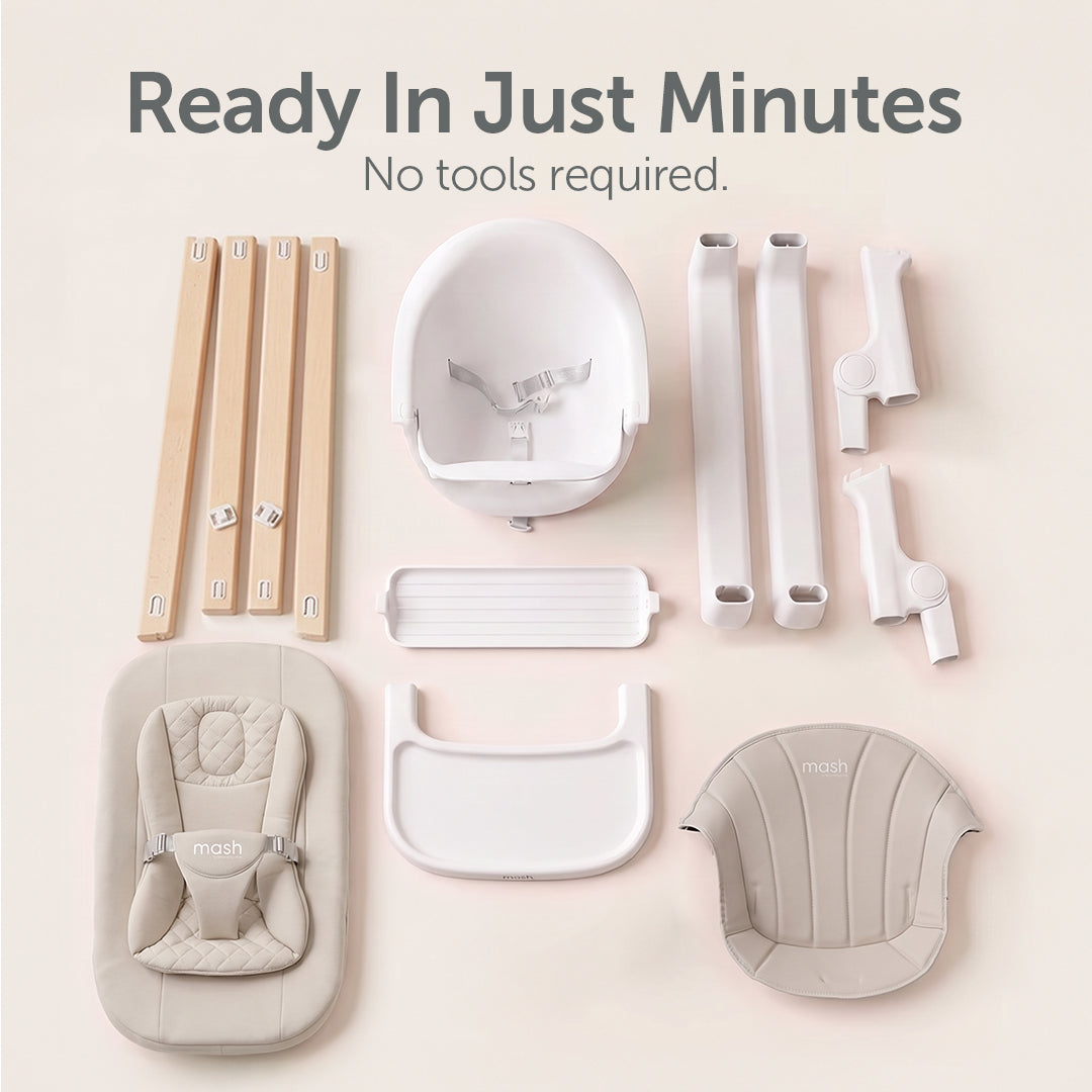 Baby Elegance Mash High Chair Bundle - White