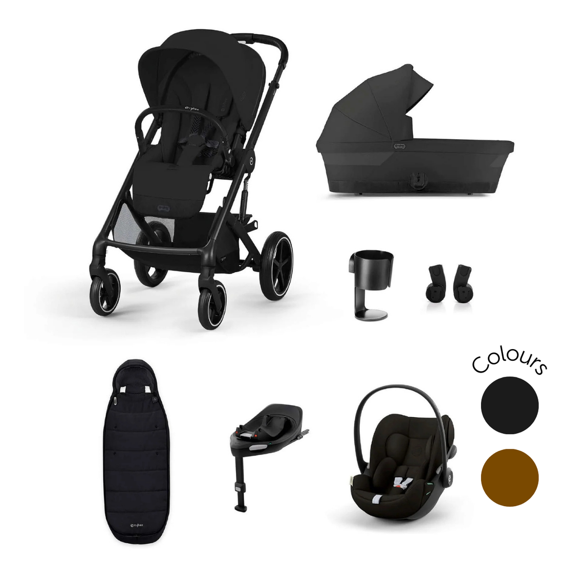 Cybex Balios Bundle with Cybex Cloud G i-Size Rotating Car Seat &amp; Base (7 Pieces) - Black