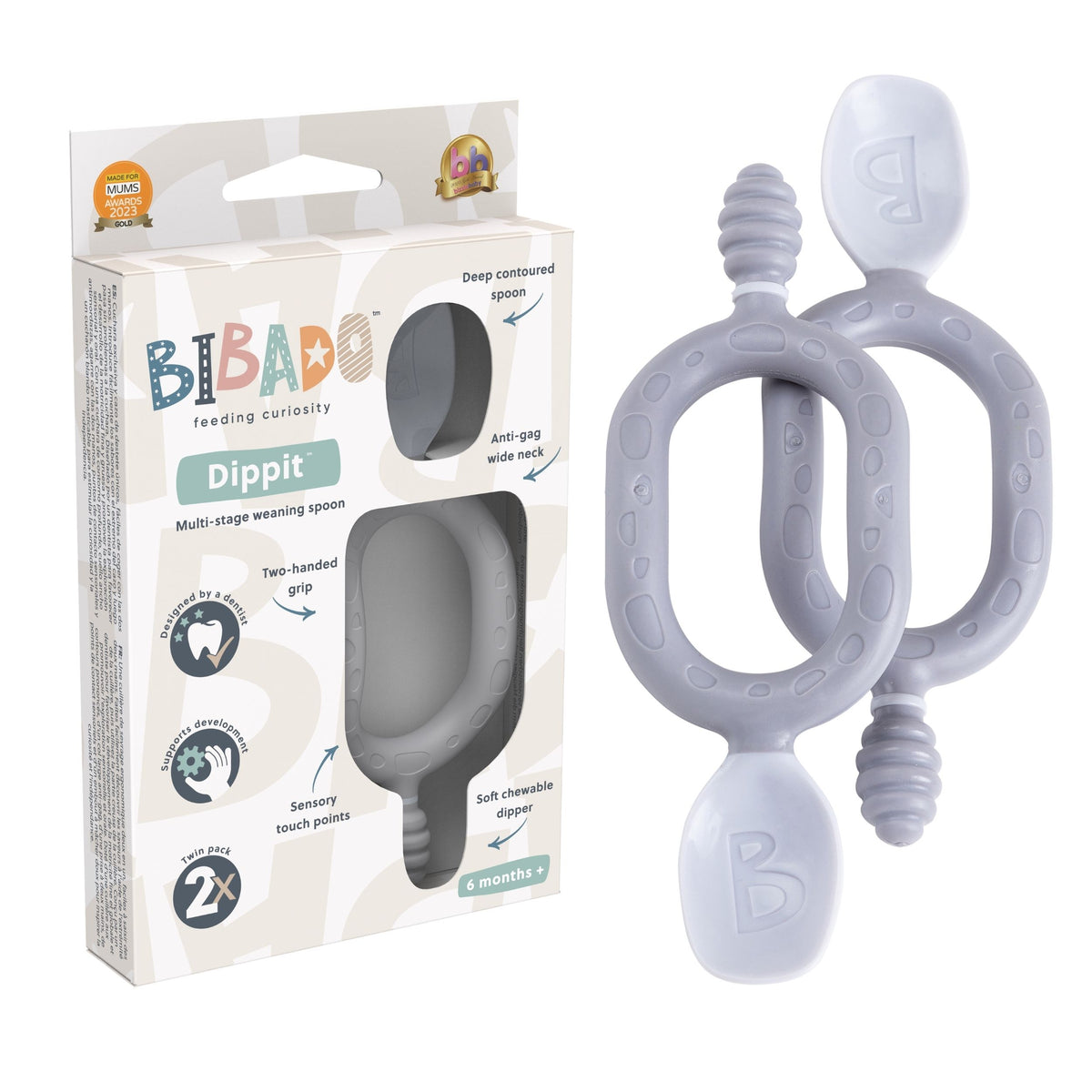 Bibado Dippit™ Baby Weaning Spoons 2-Pack