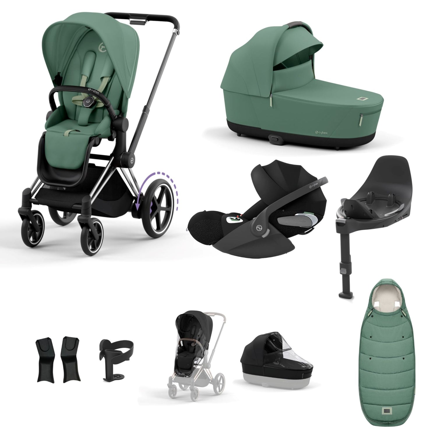 Cybex e-Priam Chrome Black Bundle 9 Piece