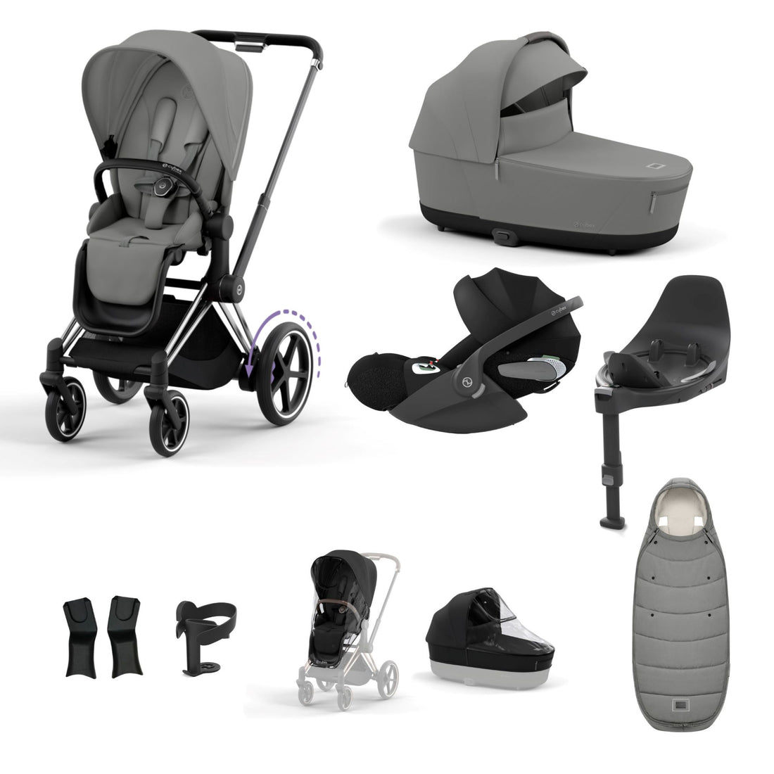 Cybex e-Priam Chrome Black Bundle 9 Piece