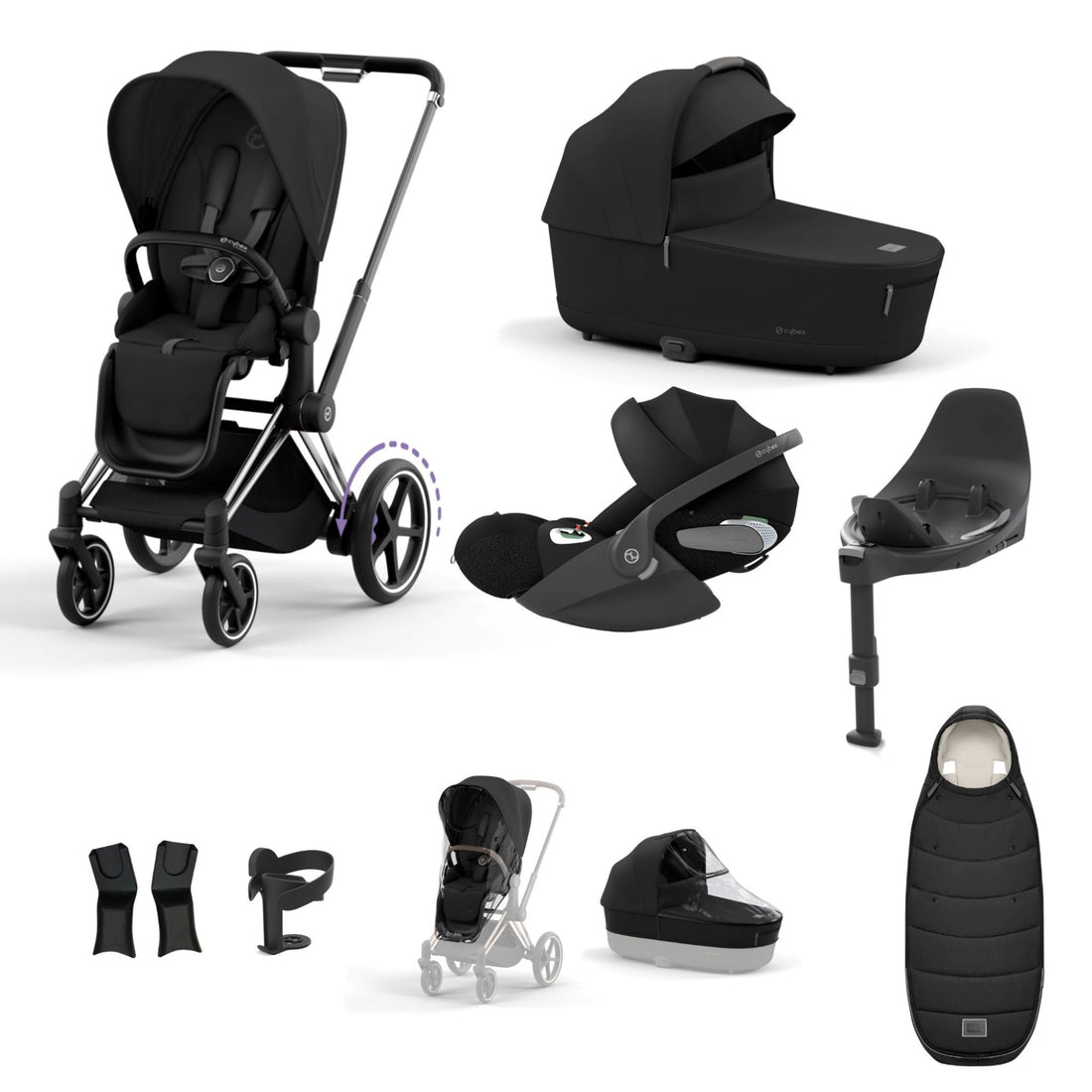 Cybex e-Priam Chrome Black Bundle 9 Piece