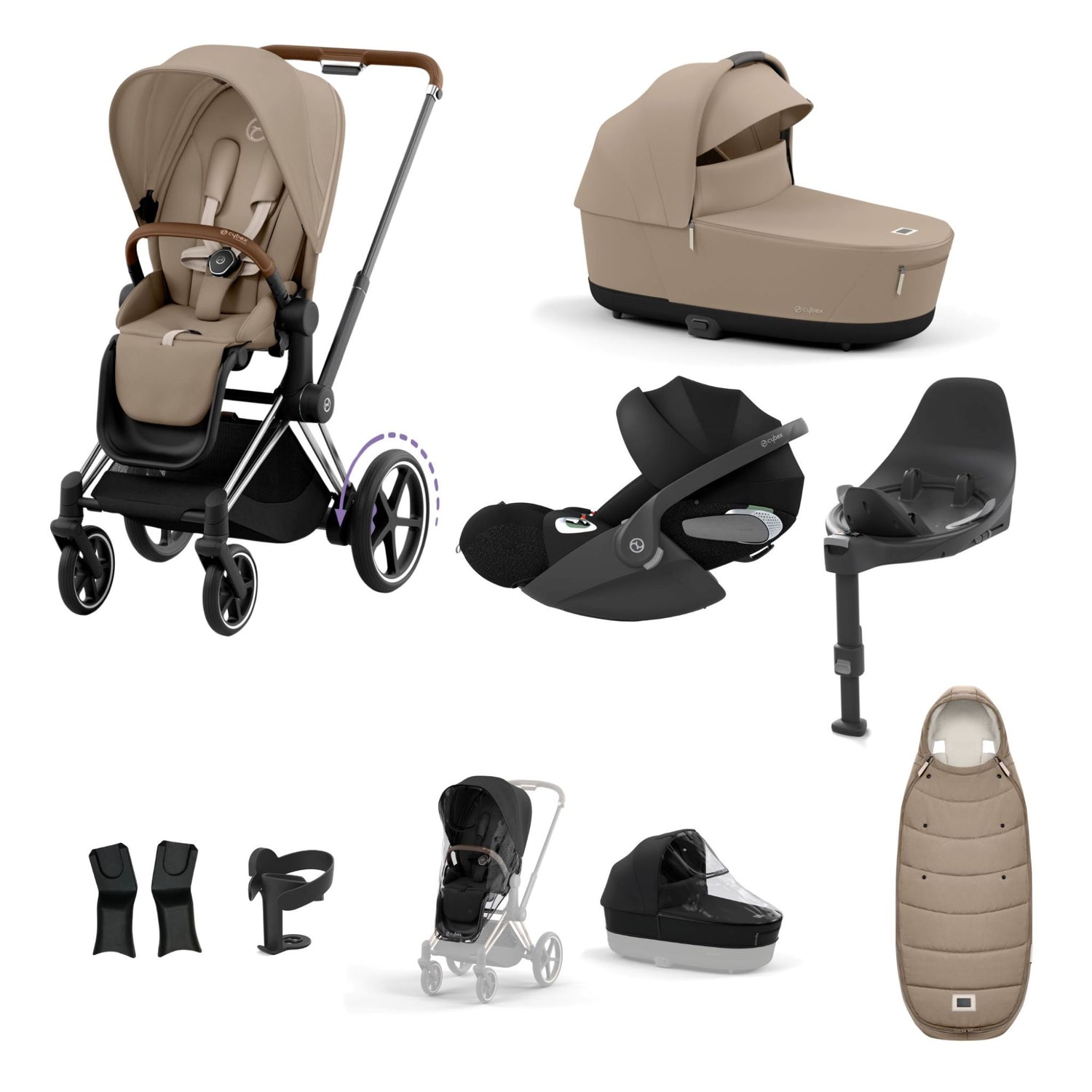 Cybex e-Priam Chrome Brown Bundle 9 Piece
