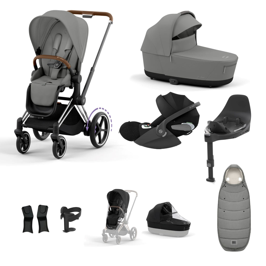 Cybex e-Priam Chrome Brown Bundle 9 Piece