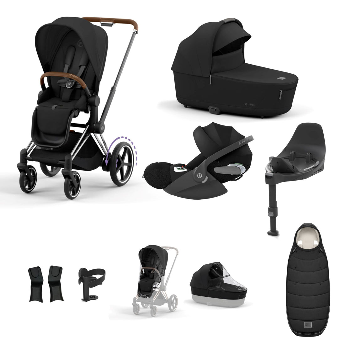 Cybex e-Priam Chrome Brown Bundle 9 Piece
