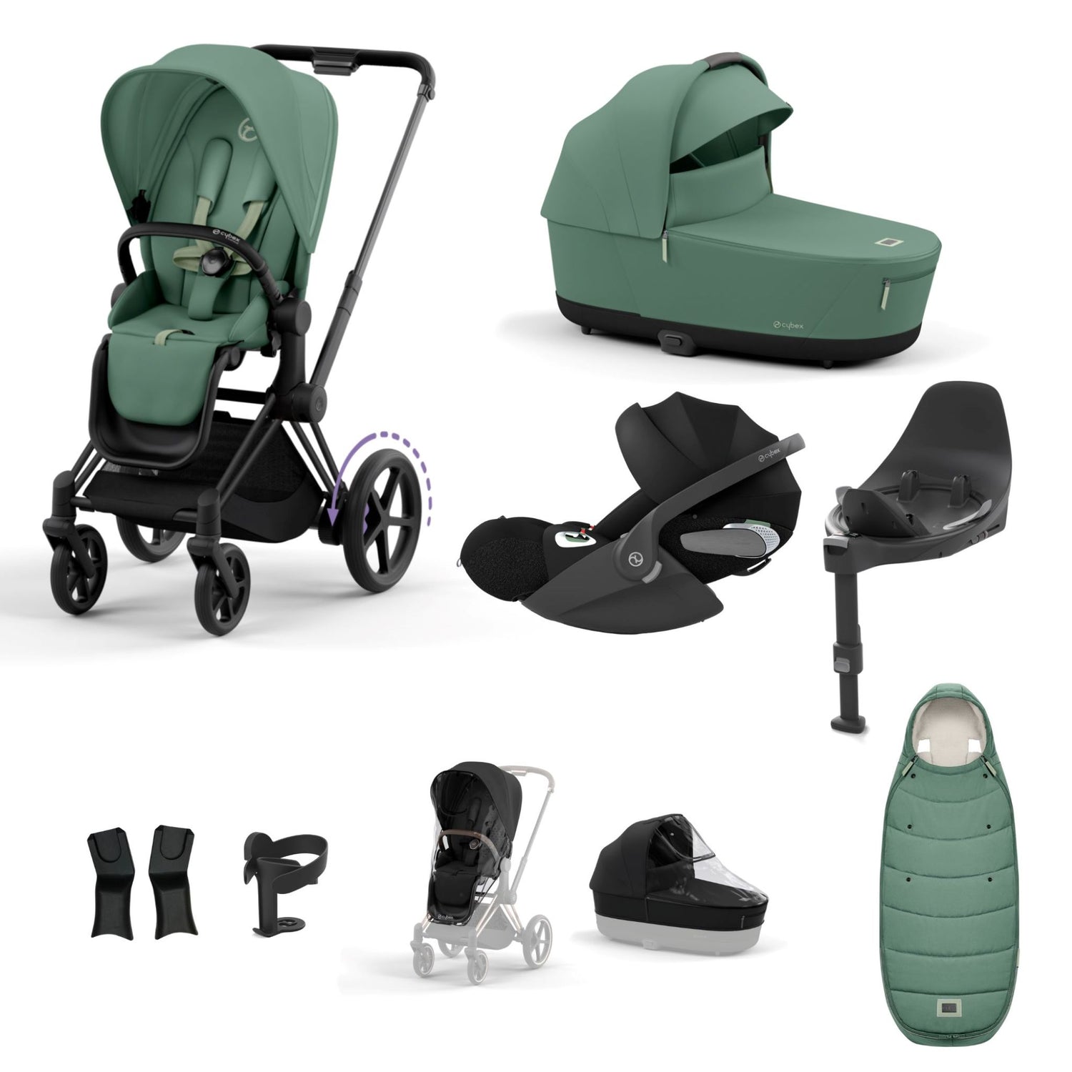 Cybex e-Priam Matt Black Bundle 9 Piece