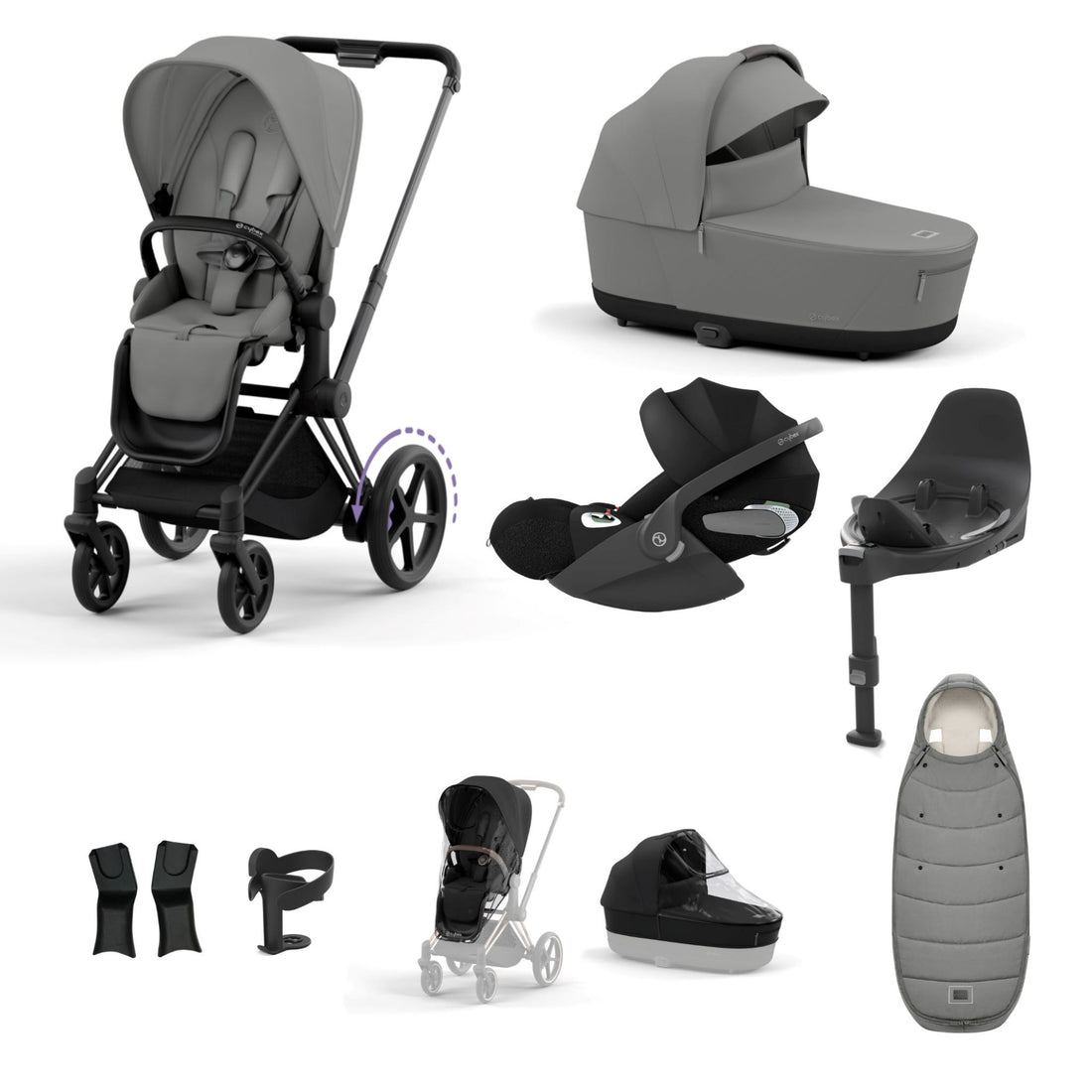 Cybex e-Priam Matt Black Bundle 9 Piece
