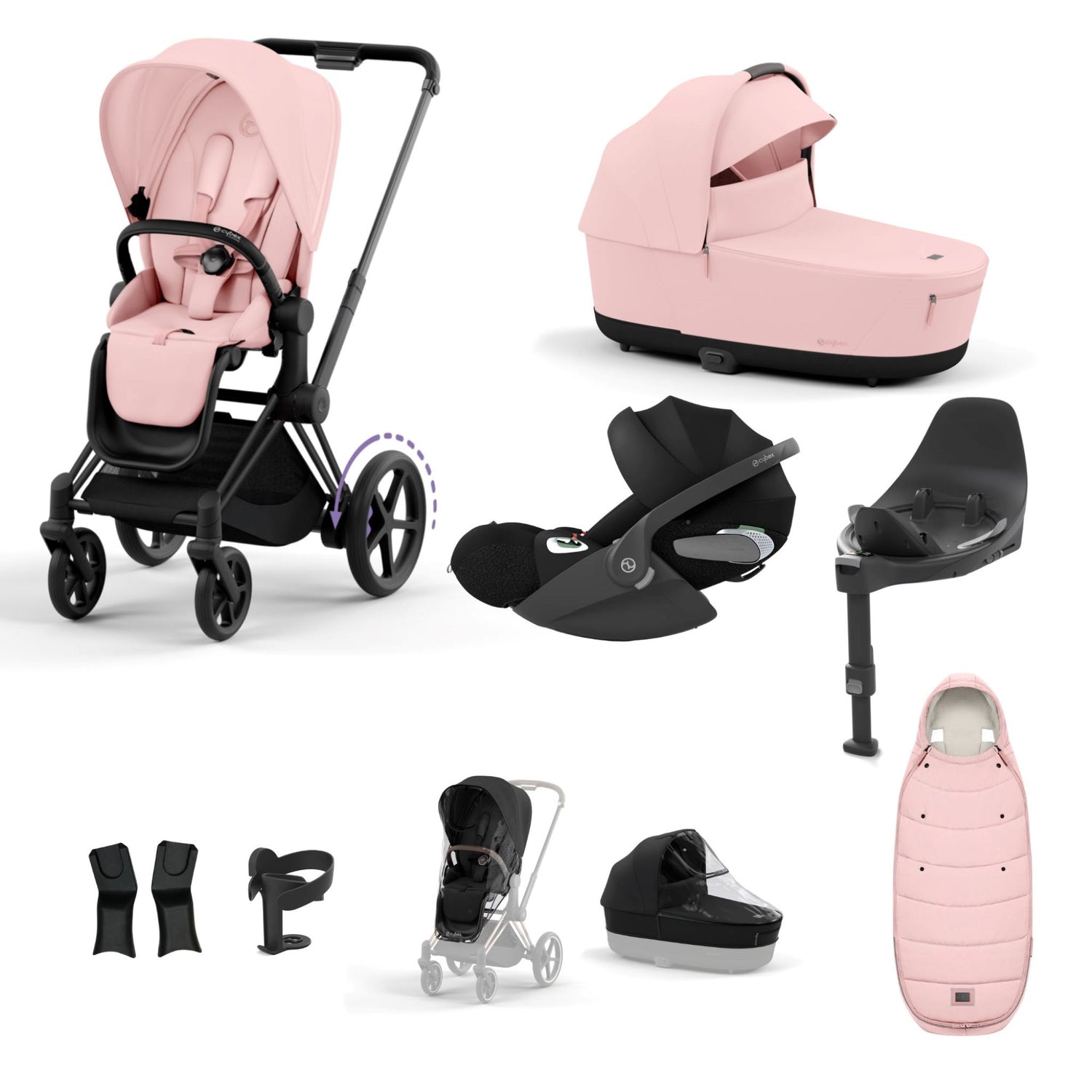 Cybex e-Priam Matt Black Bundle 9 Piece