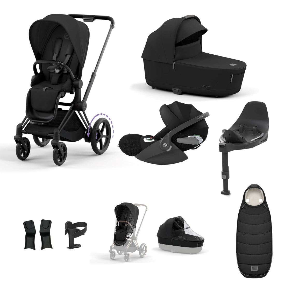 Cybex e-Priam Matt Black Bundle 9 Piece