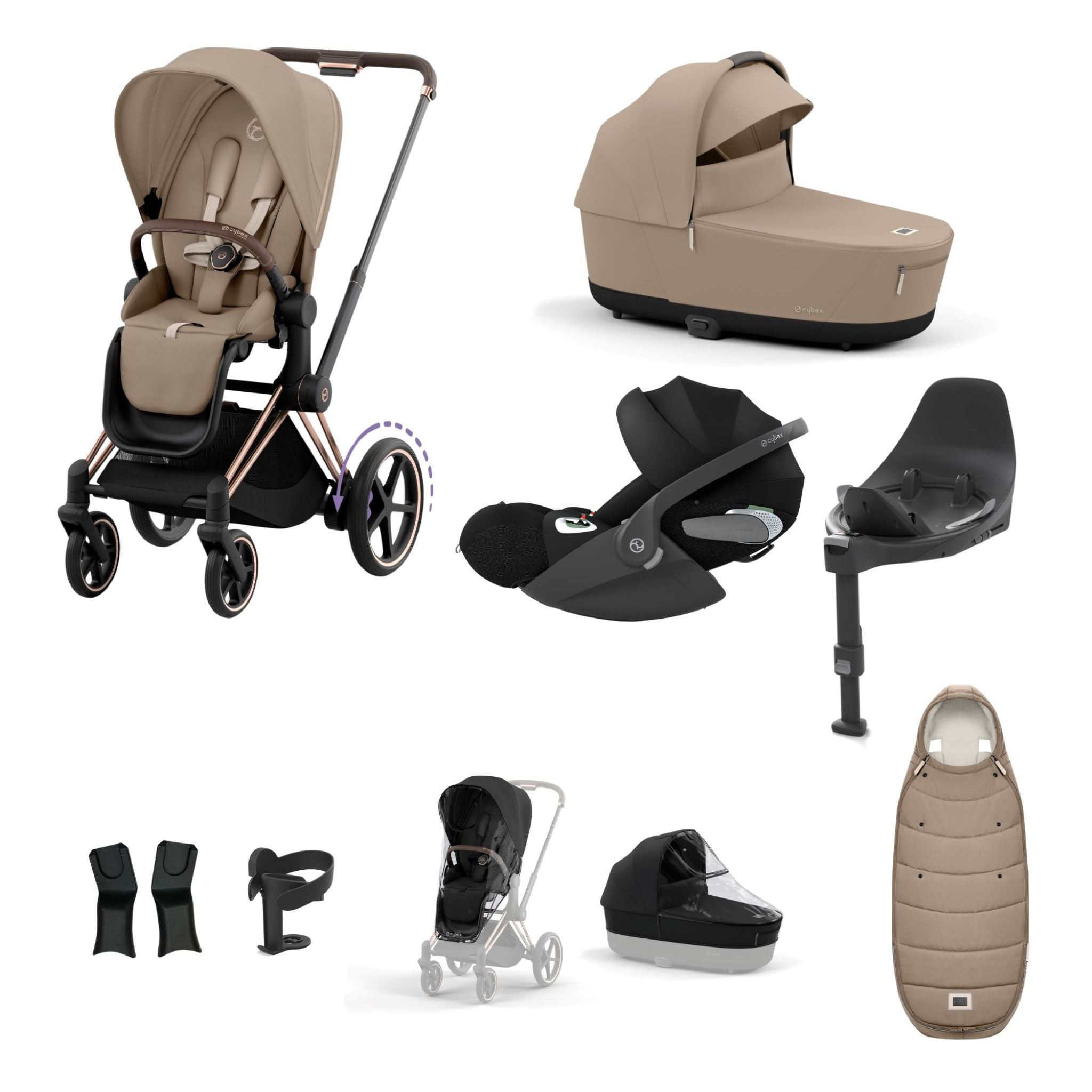 Cybex e-Priam Rosegold Bundle 9 Piece