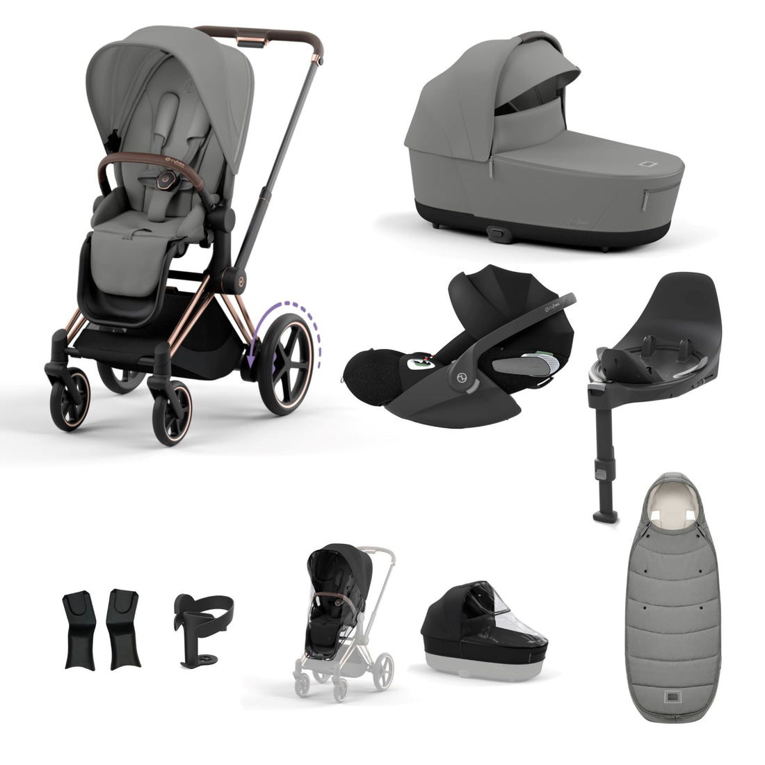 Cybex e-Priam Rosegold Bundle 9 Piece