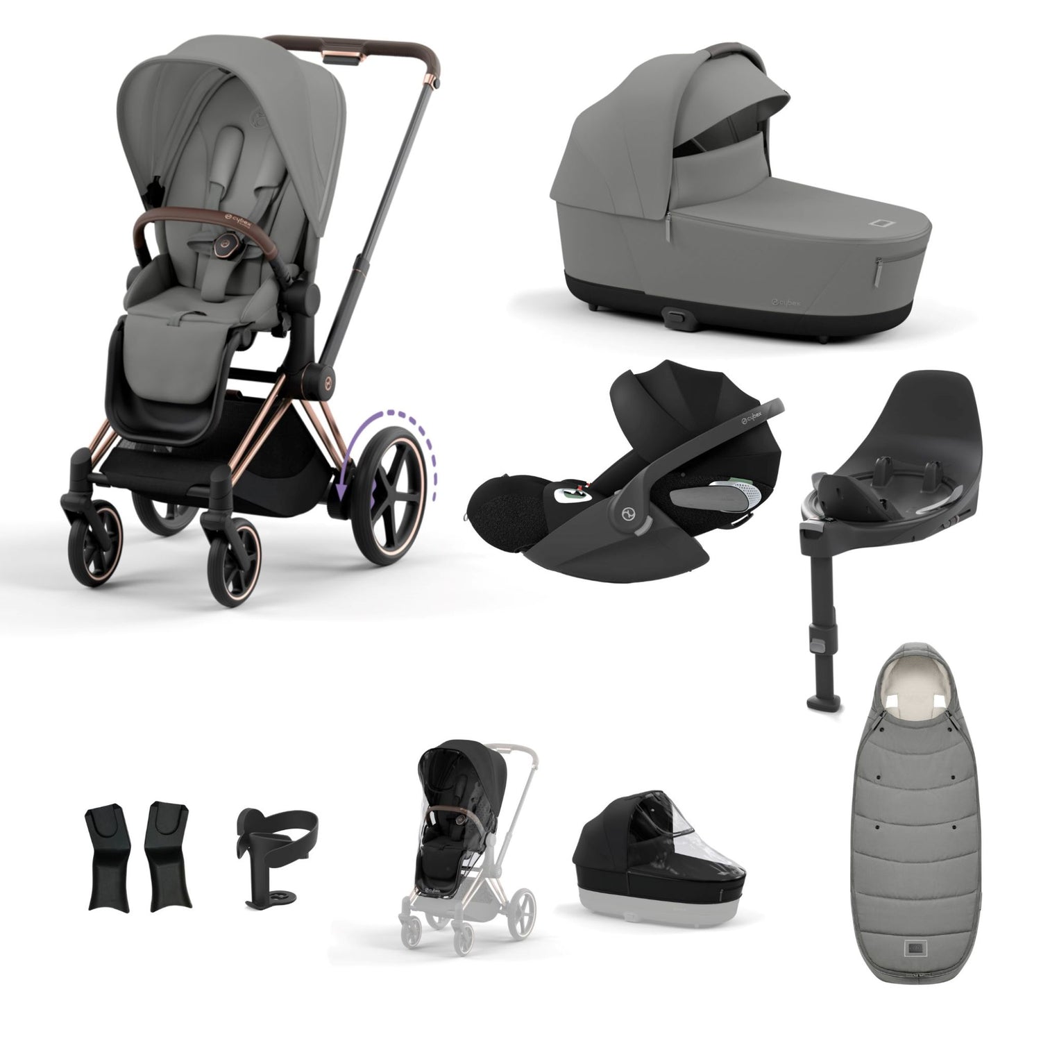 Cybex e-Priam Rosegold Bundle 9 Piece