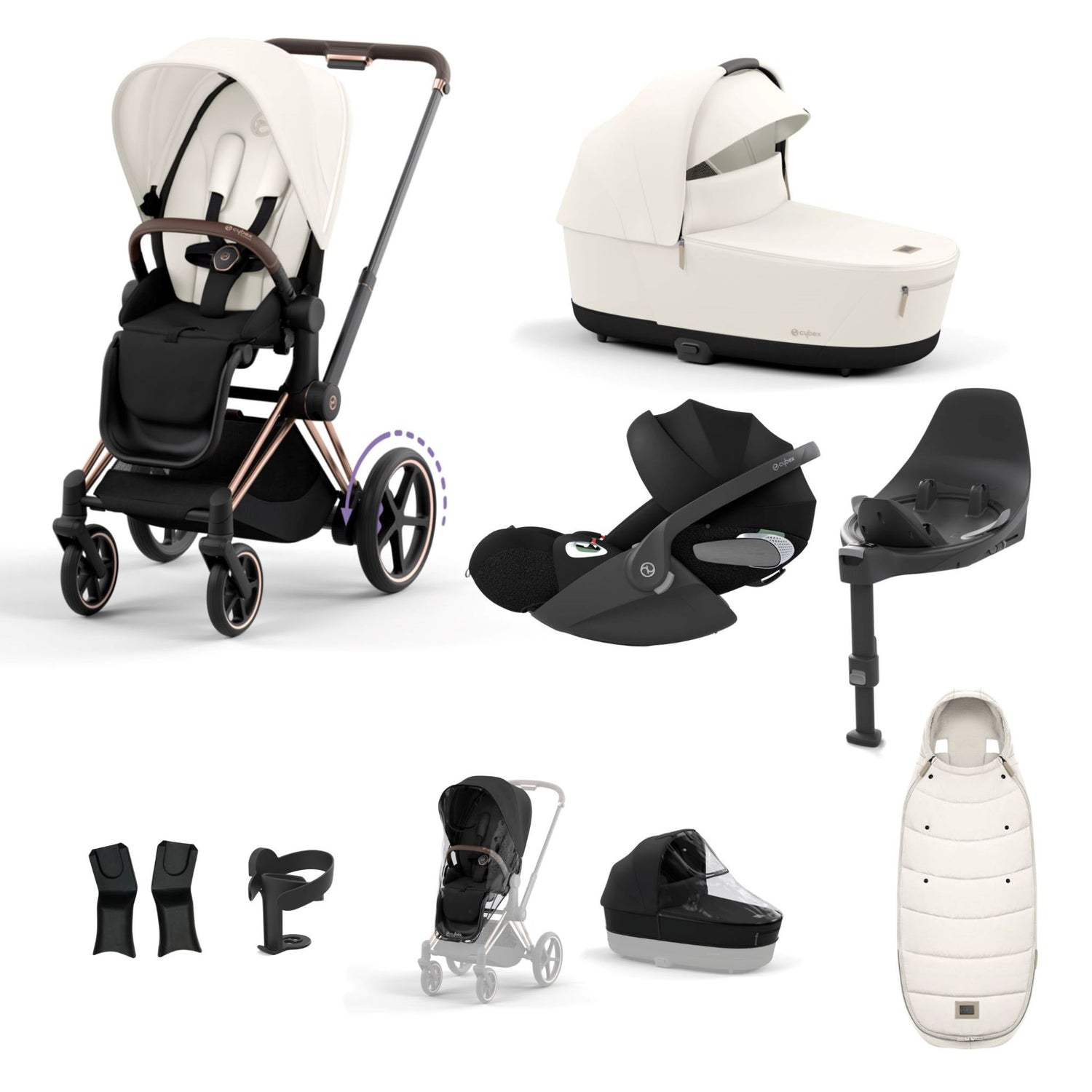 Cybex e-Priam Rosegold Bundle 9 Piece