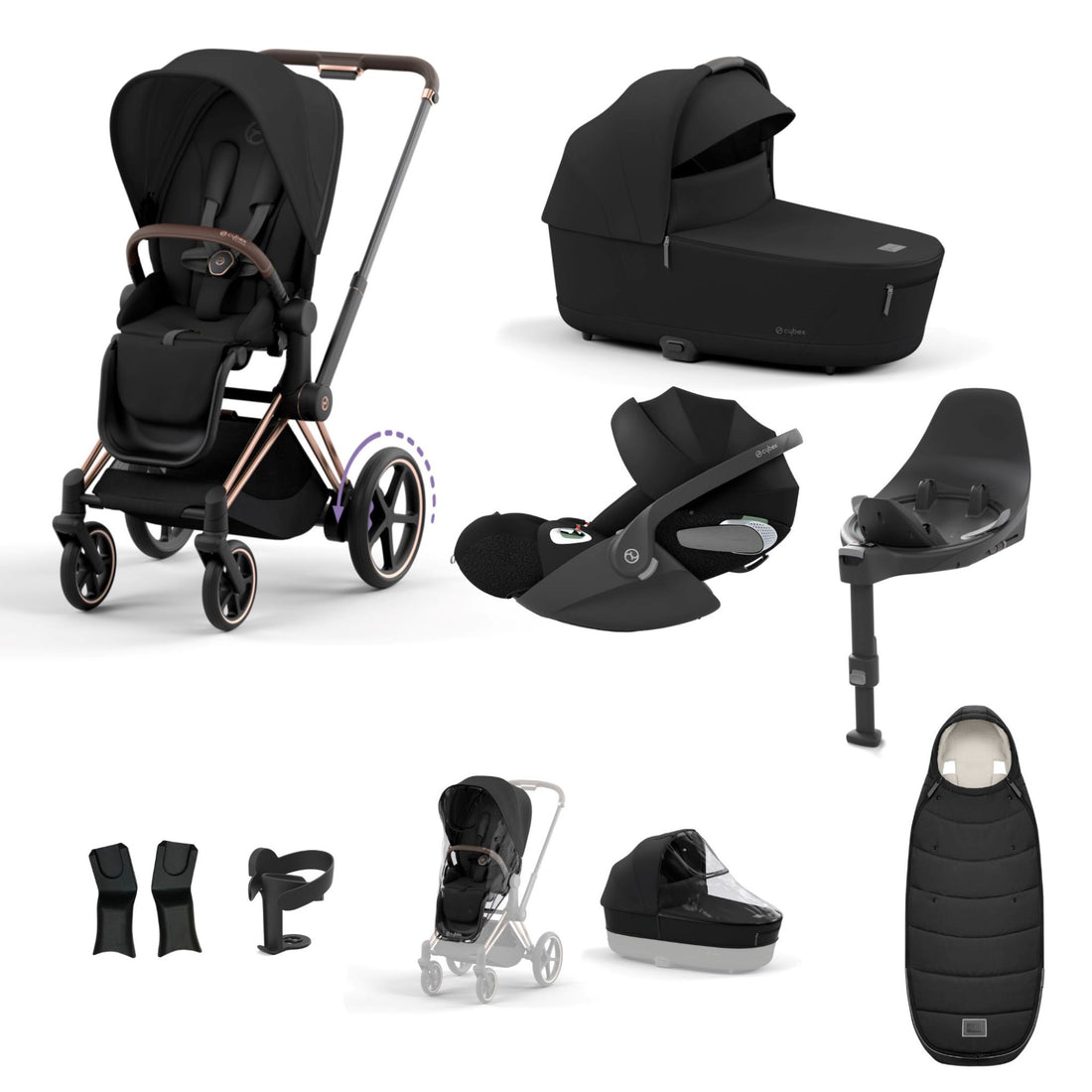 Cybex e-Priam Rosegold Bundle 9 Piece