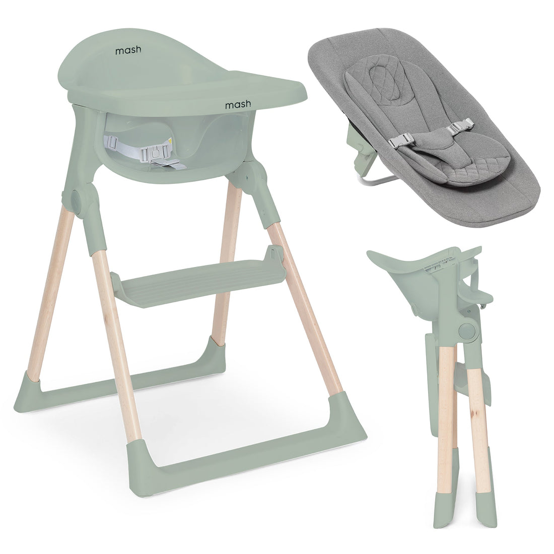 Baby Elegance Mash High Chair & Newborn Seat - Sage