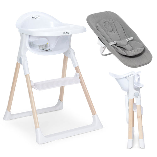 Baby Elegance Mash High Chair & Newborn Seat - White