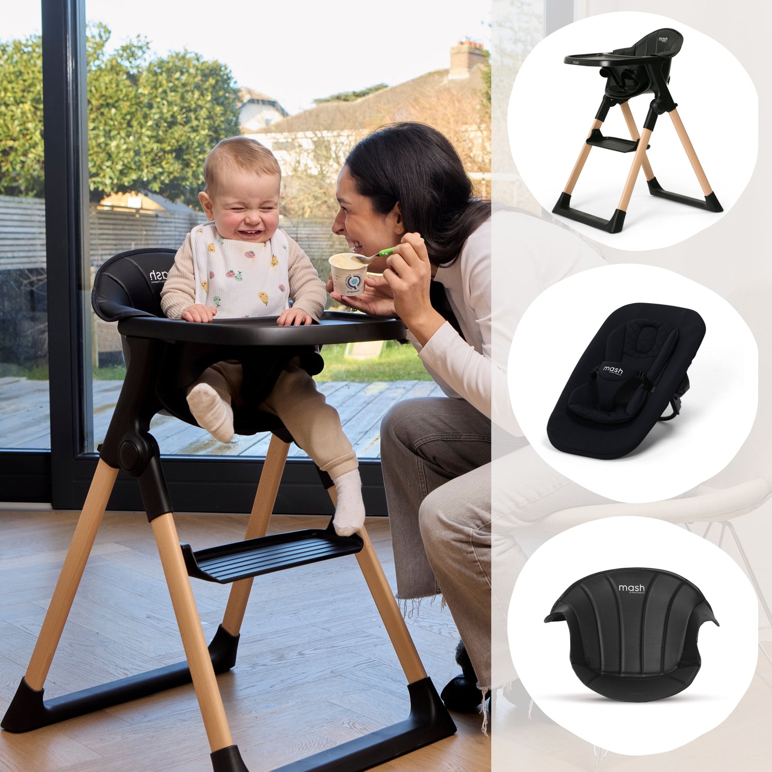 Baby Elegance Mash High Chair Bundle - Black