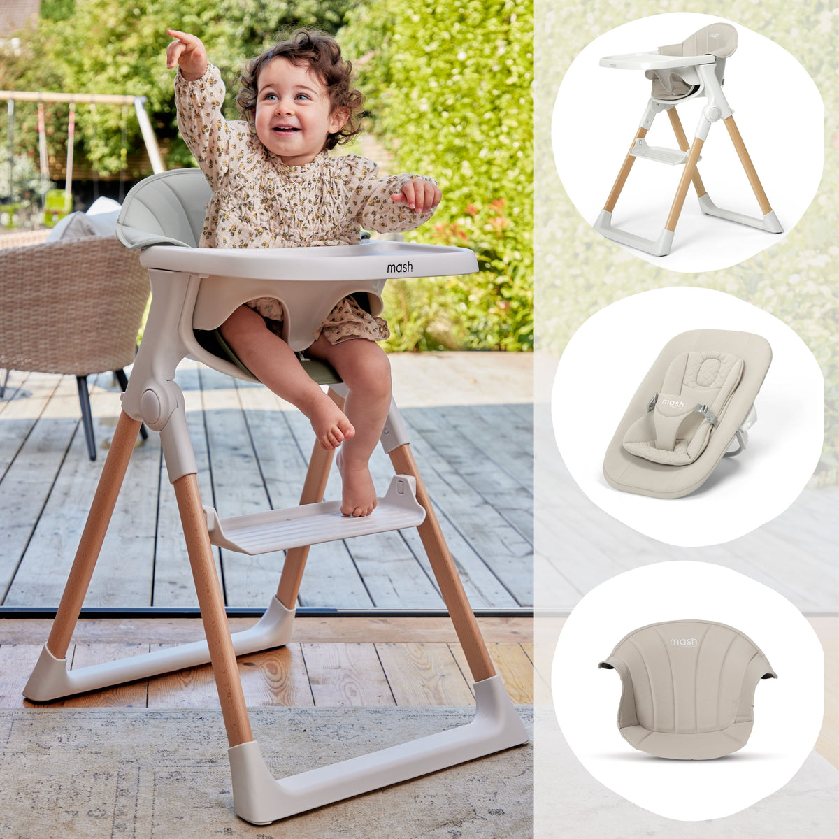 Baby Elegance Mash High Chair Bundle - White