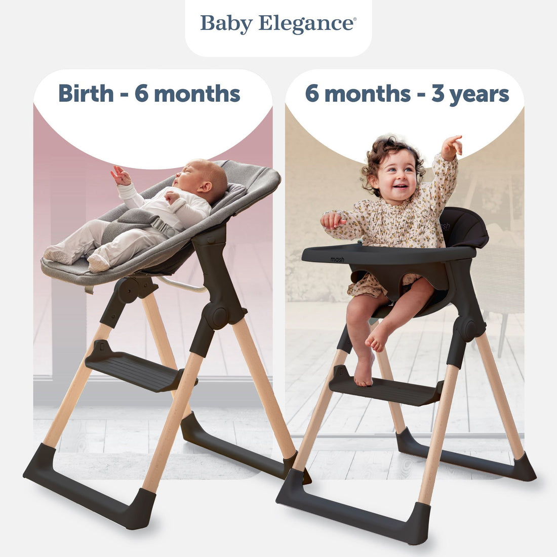 Baby Elegance Mash High Chair Bundle - Black