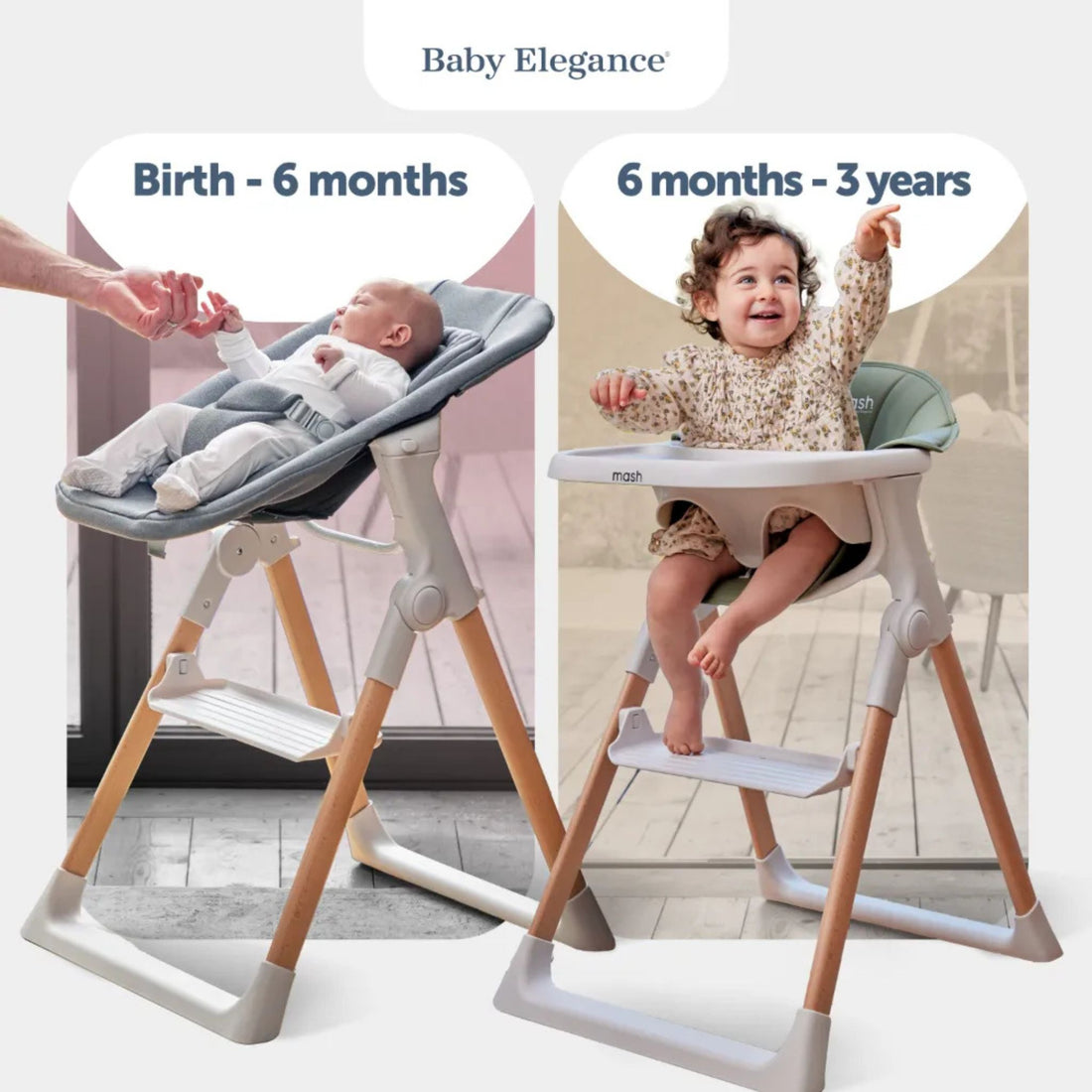 Baby Elegance Mash High Chair Bundle - White