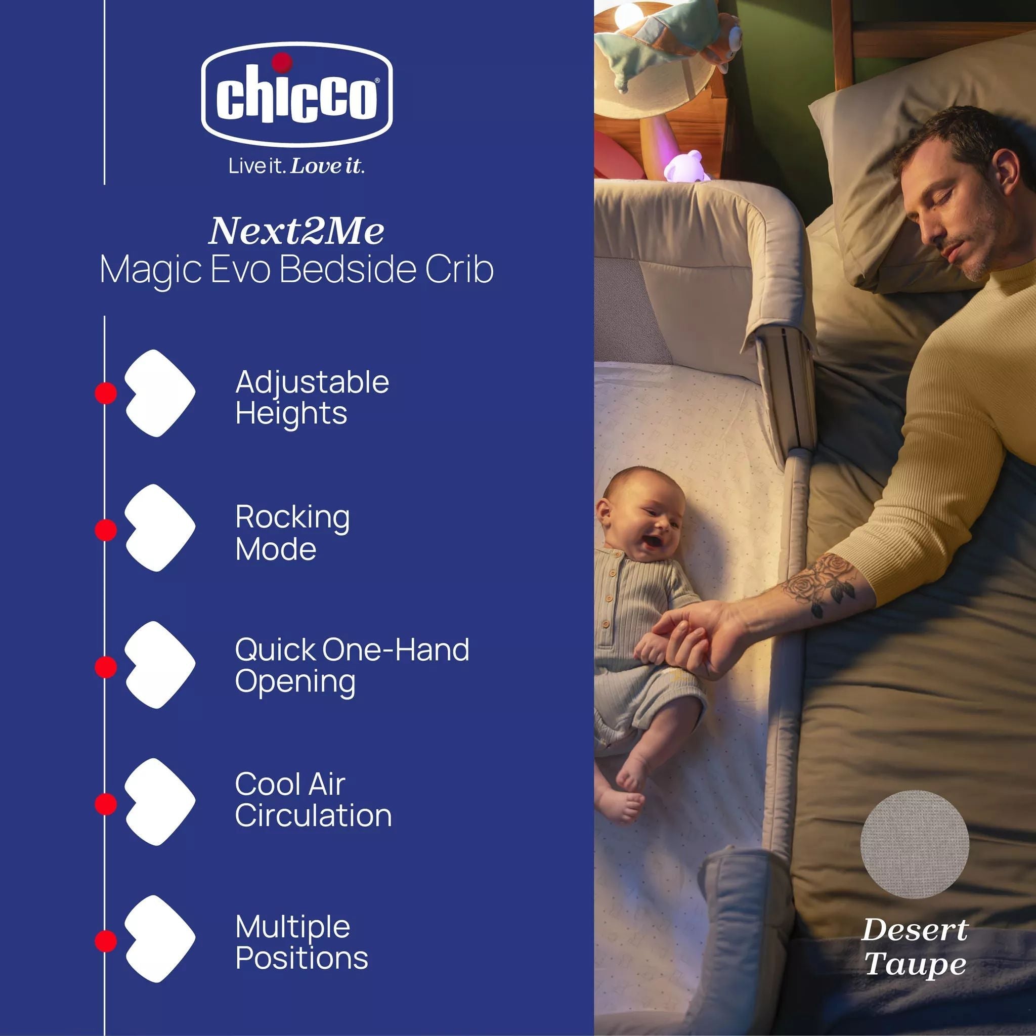 チーコページ^ ^ Chicco Next2Me Magic Evo Bedside Crib Dark Grey | LittleBe