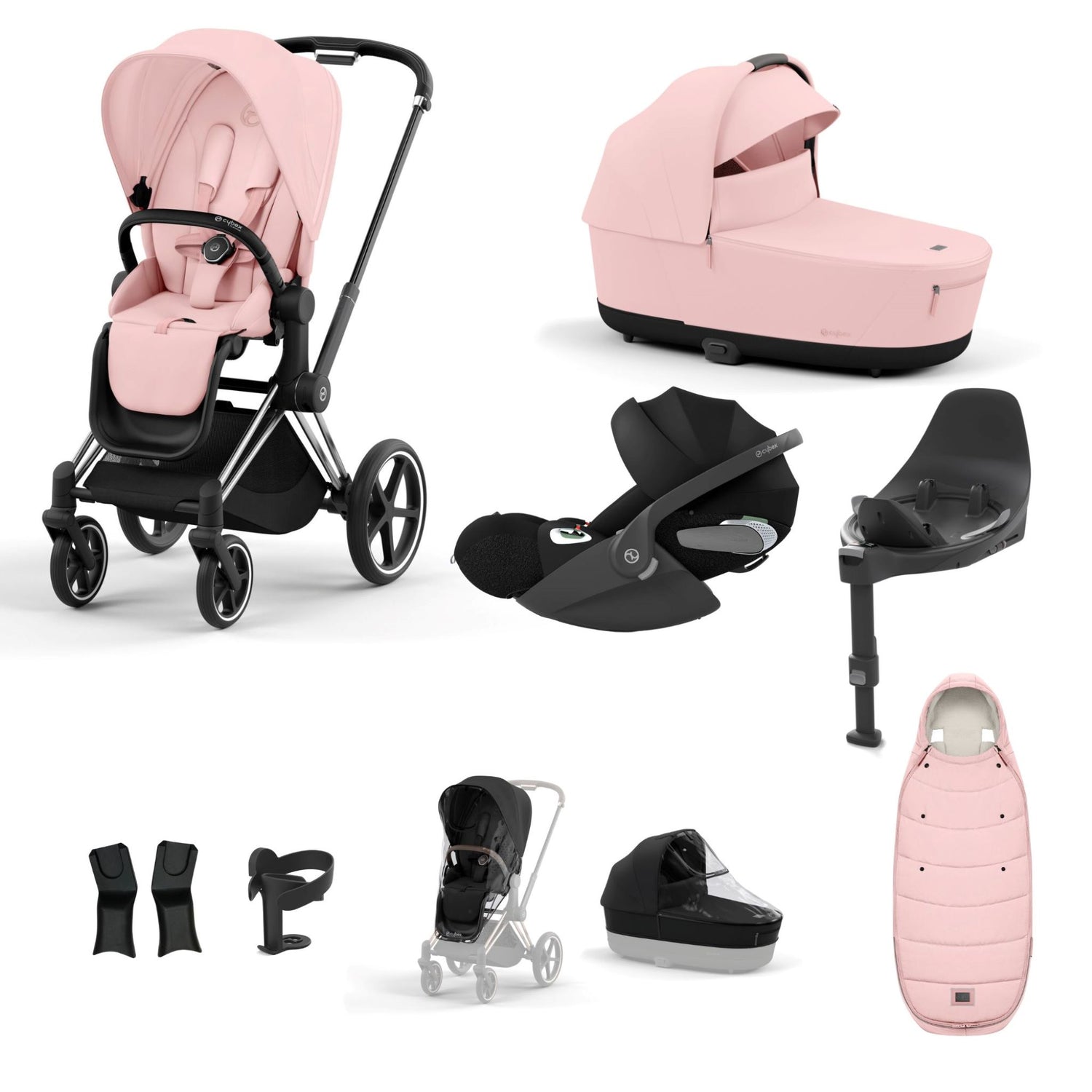Cybex Priam Chrome Black Bundle 9 Piece