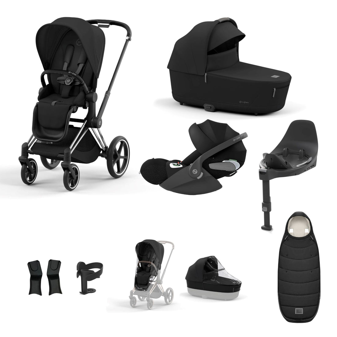 Cybex Priam Chrome Black Bundle 9 Piece