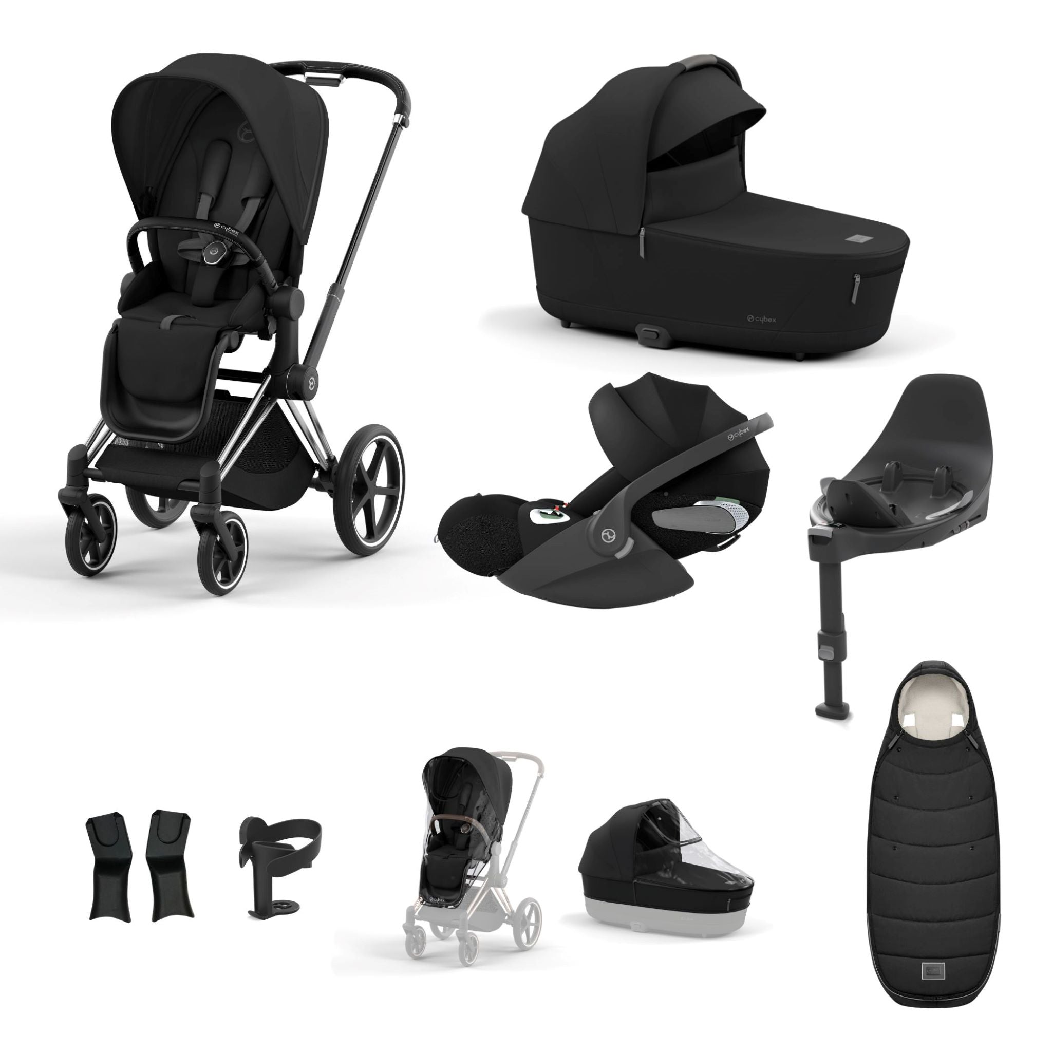 Cybex Priam Chrome Black Bundle 9 Piece