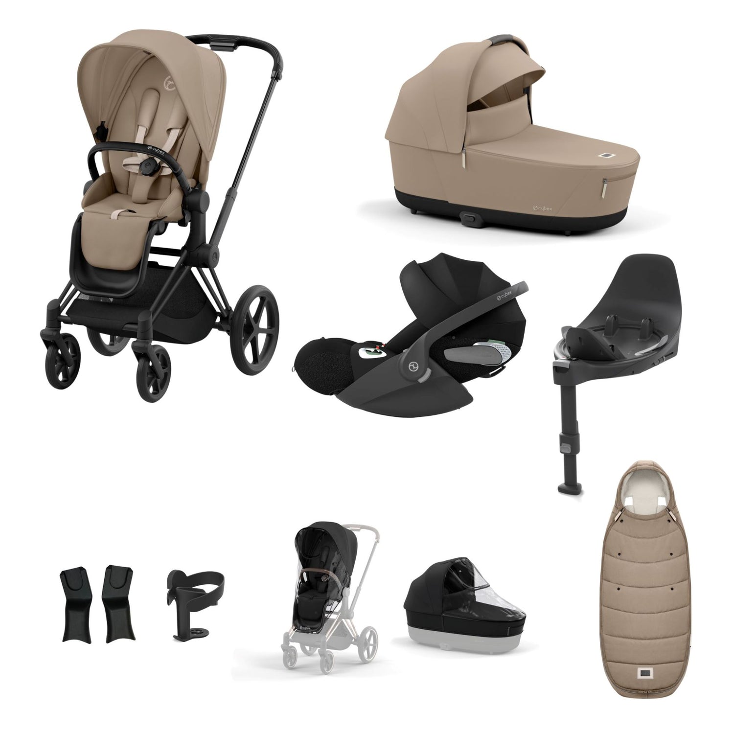 Cybex Priam Matt Black Bundle 9 Piece