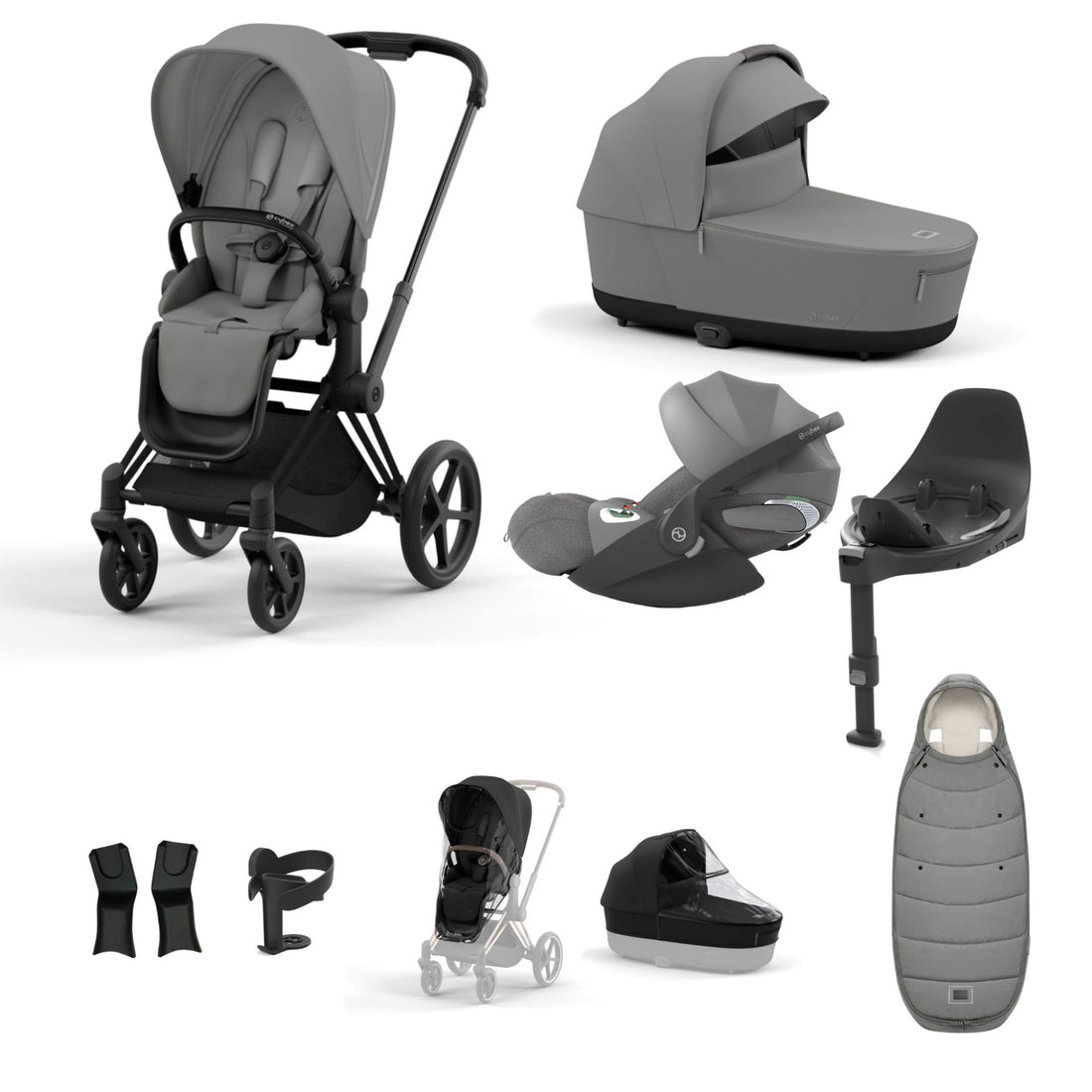 Cybex Priam Matt Black Bundle 9 Piece