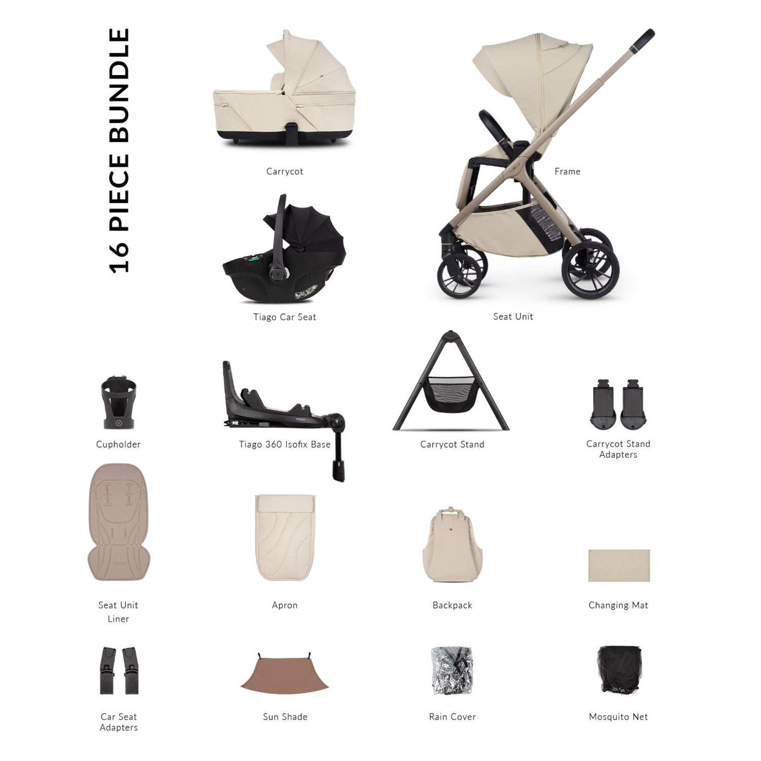 Venicci Tila 4in1 &amp; Tiago i-Size Car Seat Black Ultimate Bundle - 16 piece