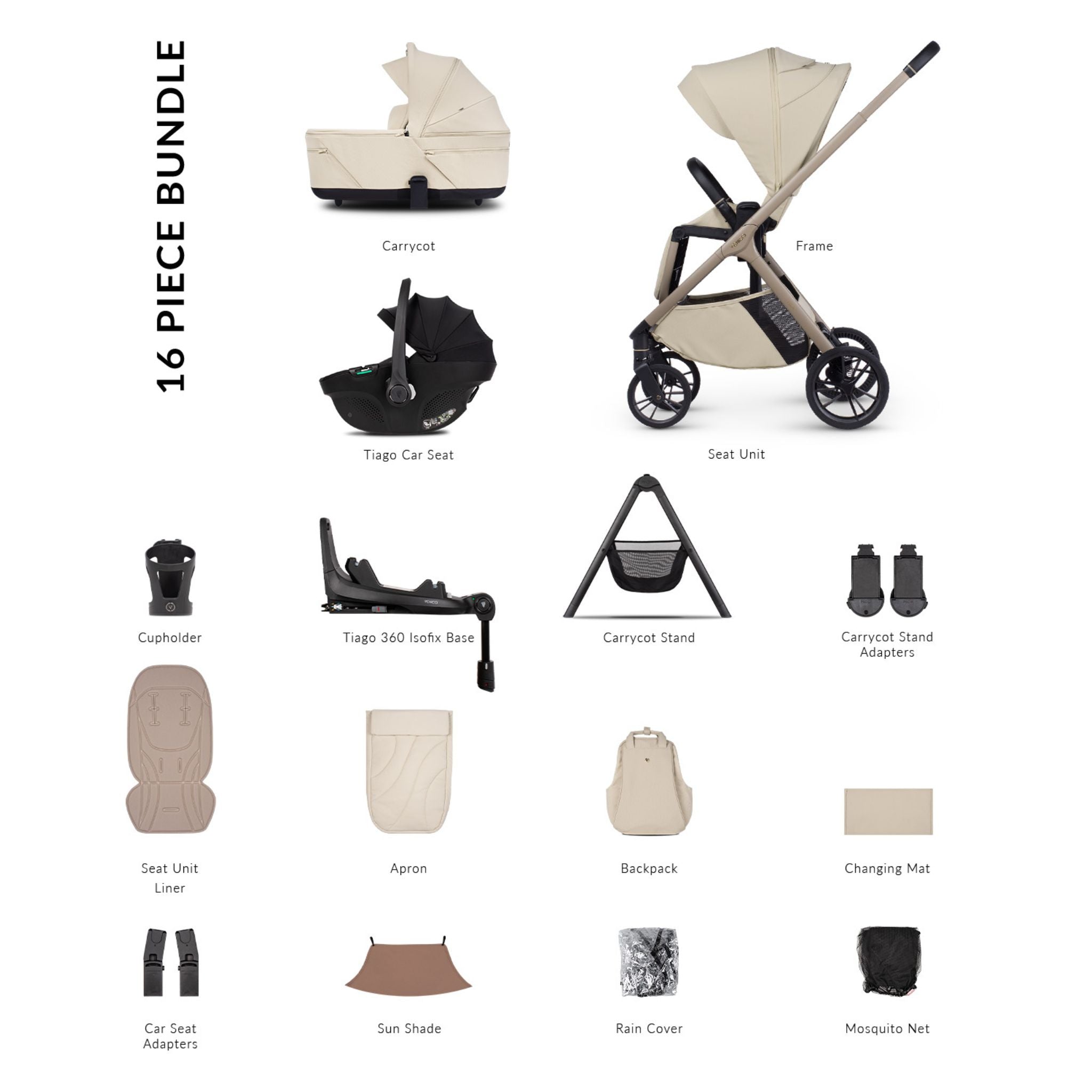 Venicci Tila 4in1 &amp; Tiago i-Size Car Seat Black Ultimate Bundle - 16 piece