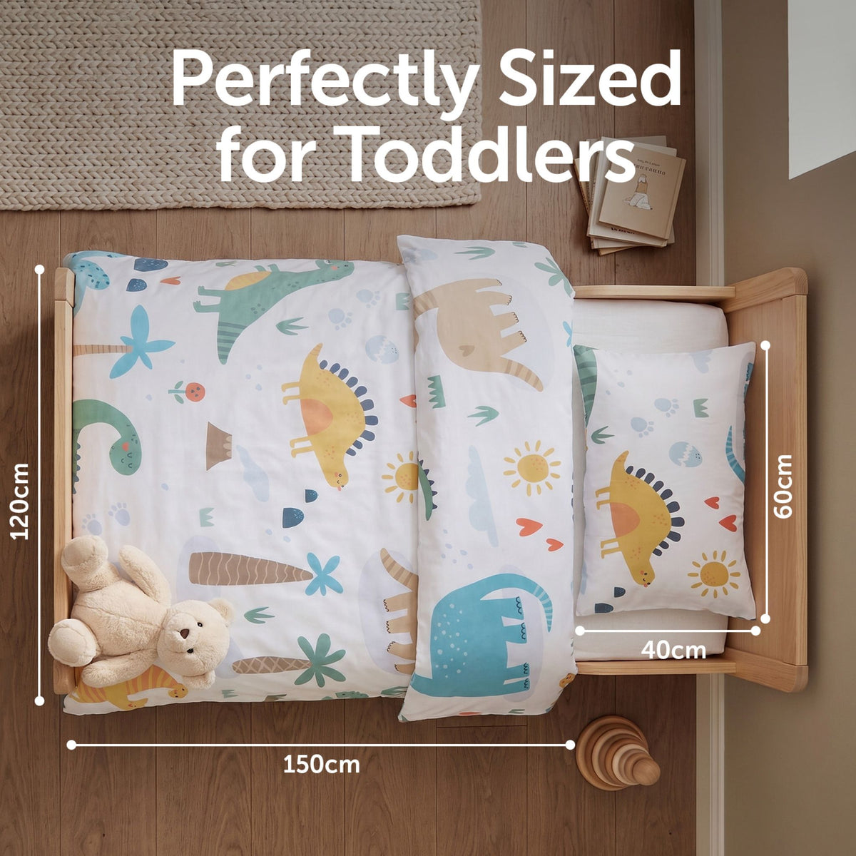 Baby Elegance Toddler Duvet and Pillow Bedding Set - Dinosaurs