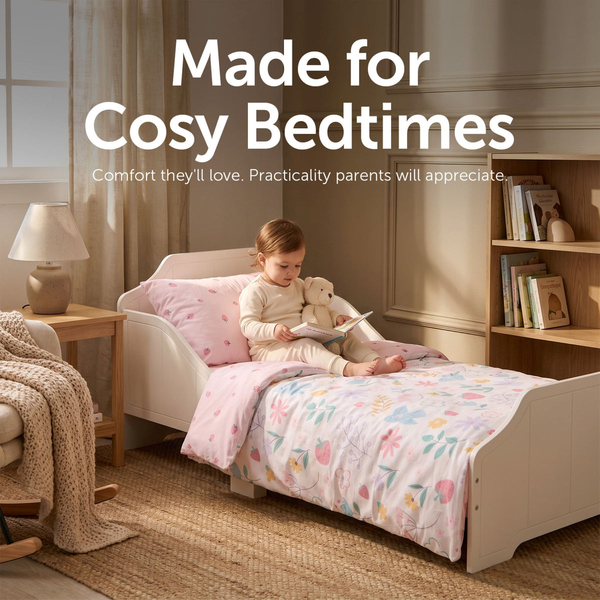 Baby Elegance Toddler Duvet and Pillow Bedding Set - Flowers