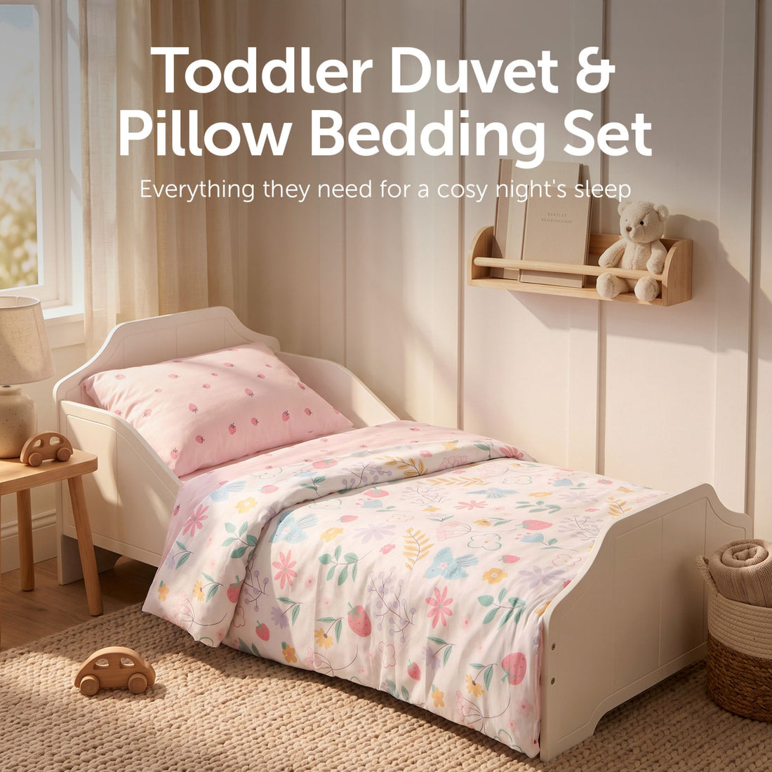 Baby Elegance Toddler Duvet and Pillow Bedding Set - Flowers