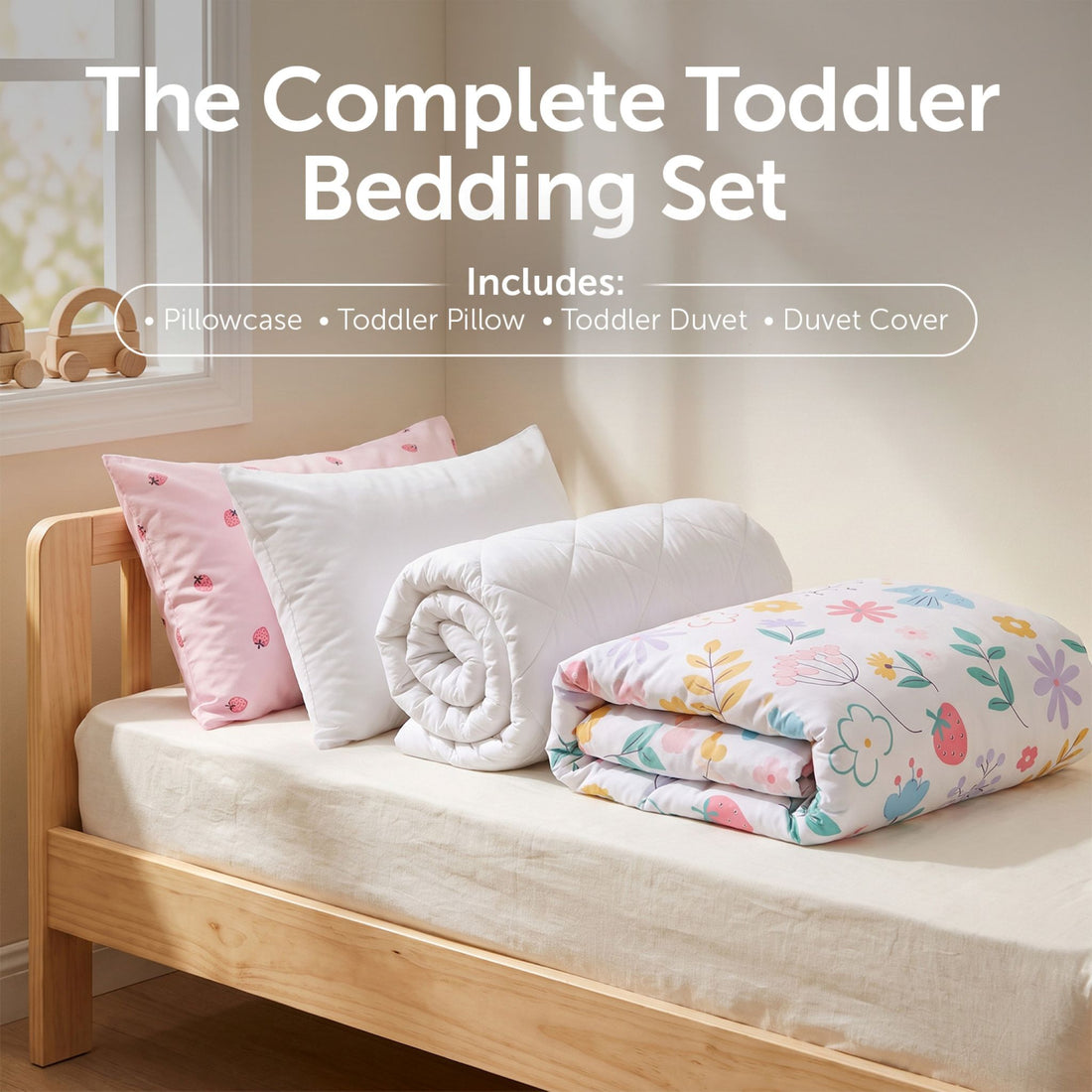 Baby Elegance Toddler Duvet and Pillow Bedding Set - Flowers