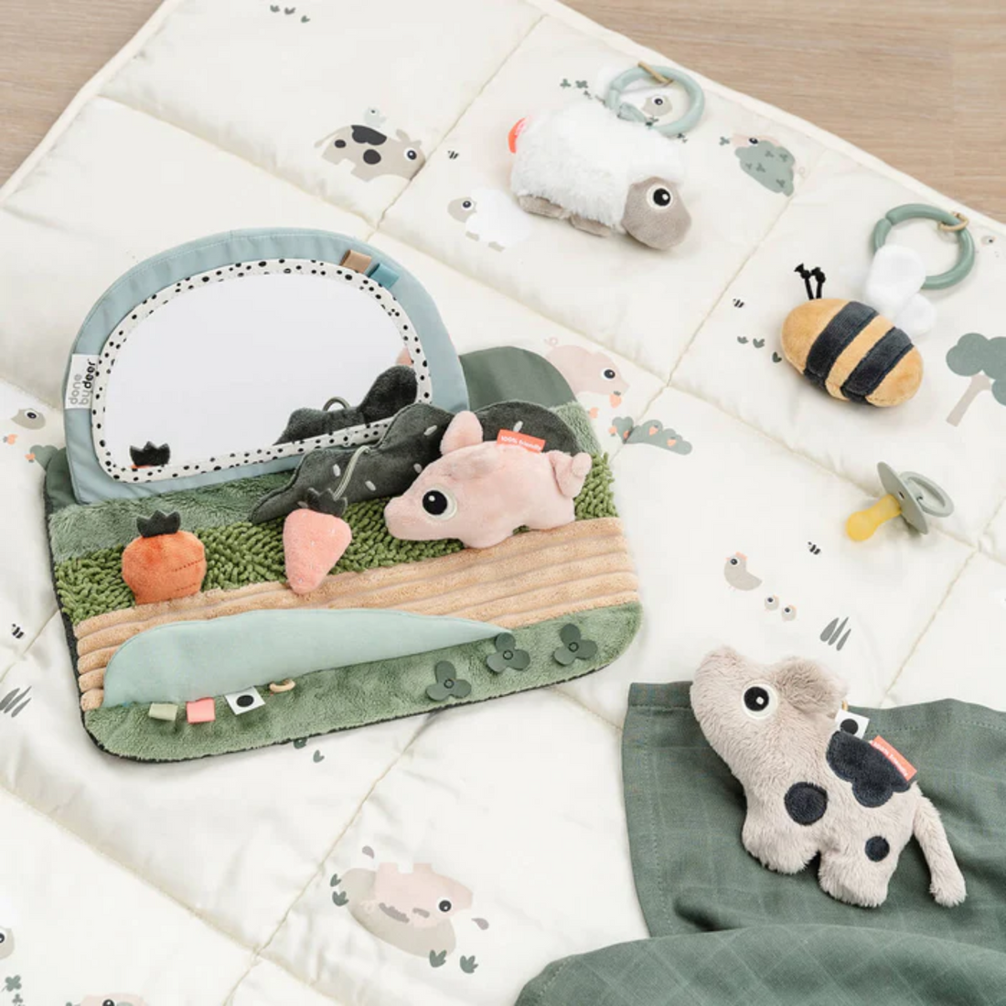 DonebyDeer Tummy Time Sensory Mirror Tiny Farm