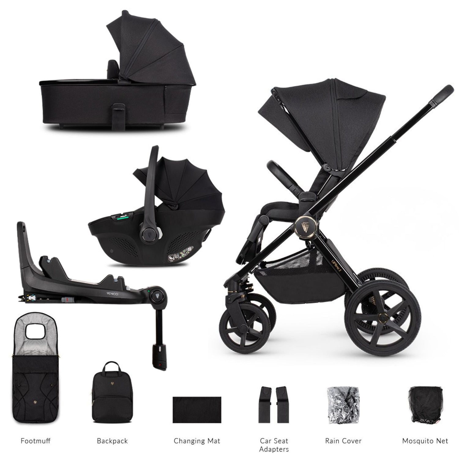 Venicci Upline 2 3in1 Plus Base - Tiago Black