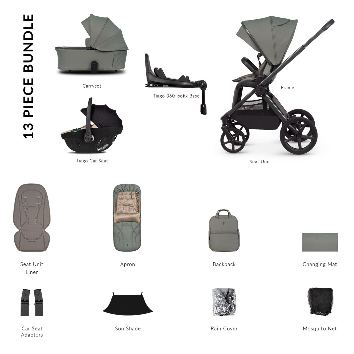 Venicci Upline 3, Tiago Beige &amp; Base 4in1 Luxury Bundle