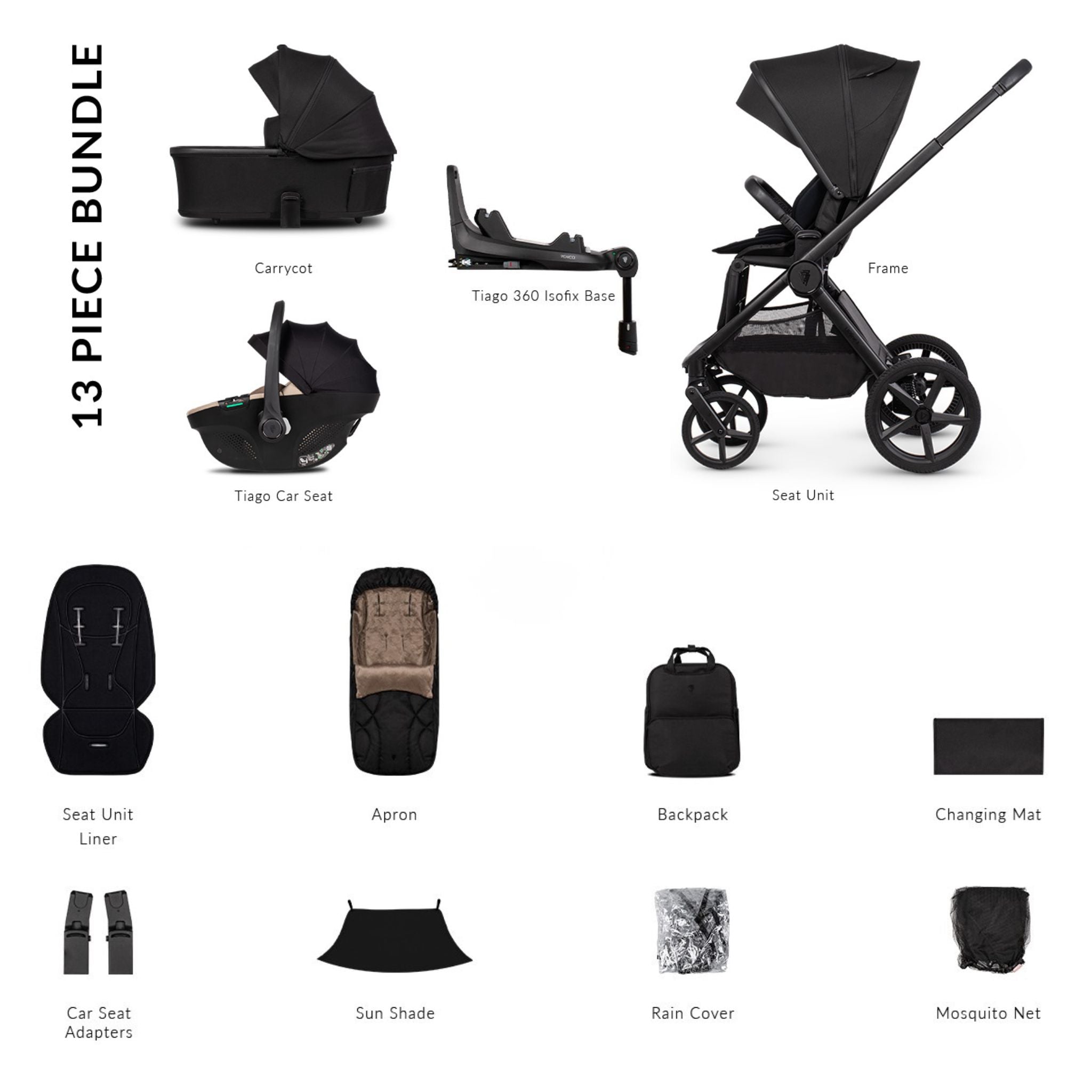 Venicci Upline 3, Tiago Beige &amp; Base 4in1 Luxury Bundle