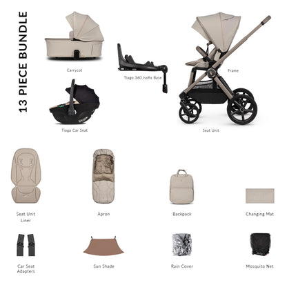 Venicci Upline 3, Tiago Beige &amp; Base 4in1 Luxury Bundle
