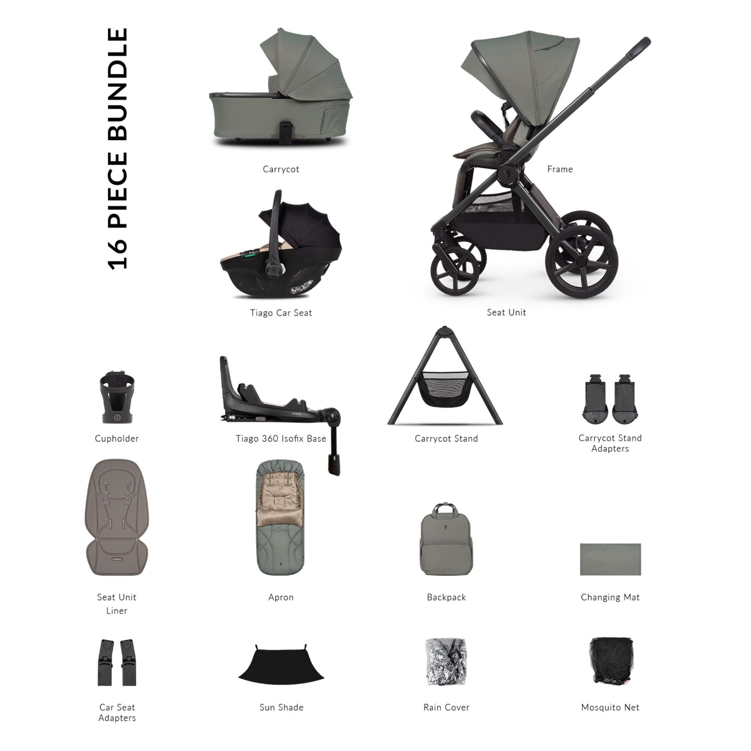 Venicci Upline 3, Tiago Beige &amp; Base 4in1 Ultimate Bundle
