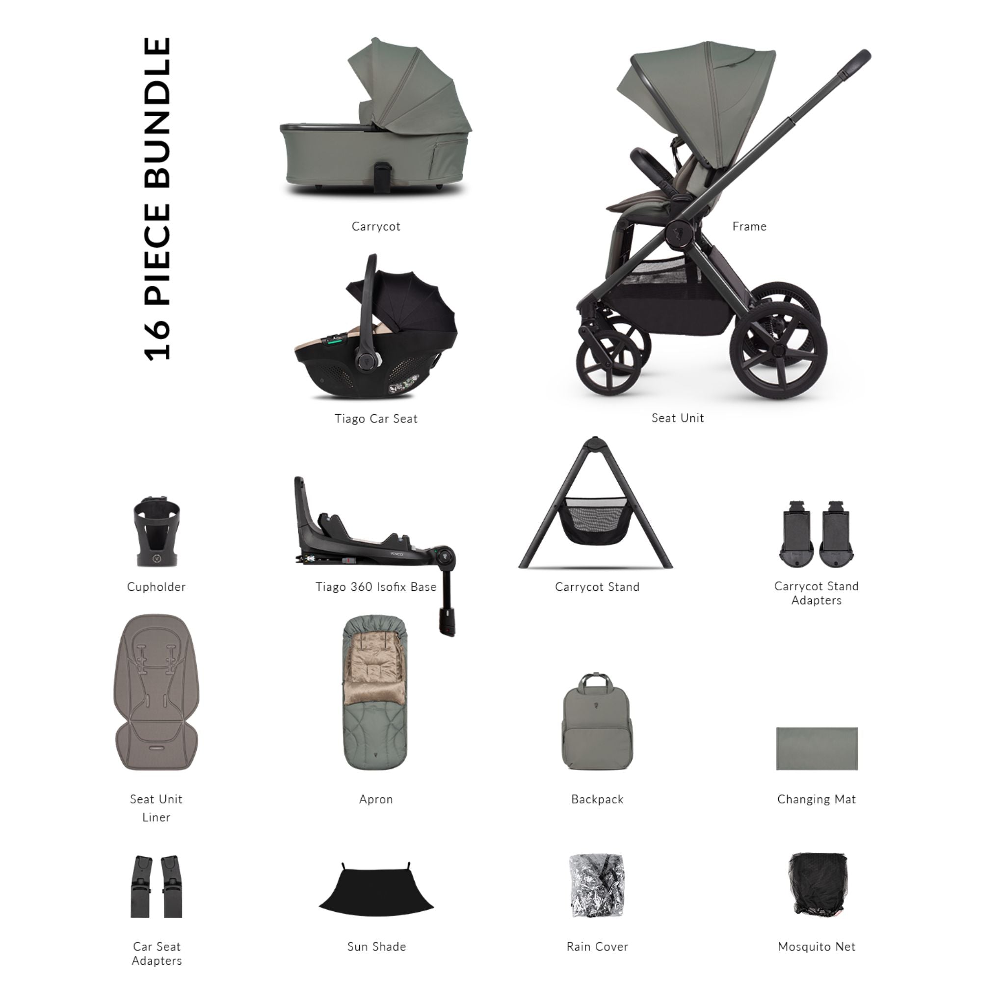 Venicci Upline 3, Tiago Beige &amp; Base 4in1 Ultimate Bundle