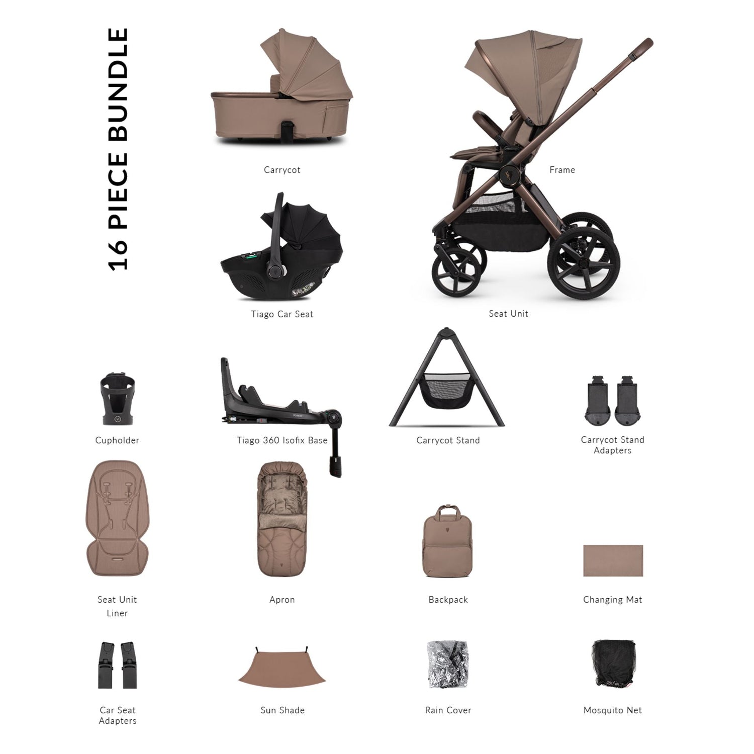Venicci Upline 3, Tiago Black &amp; Base 4in1 Ultimate Bundle