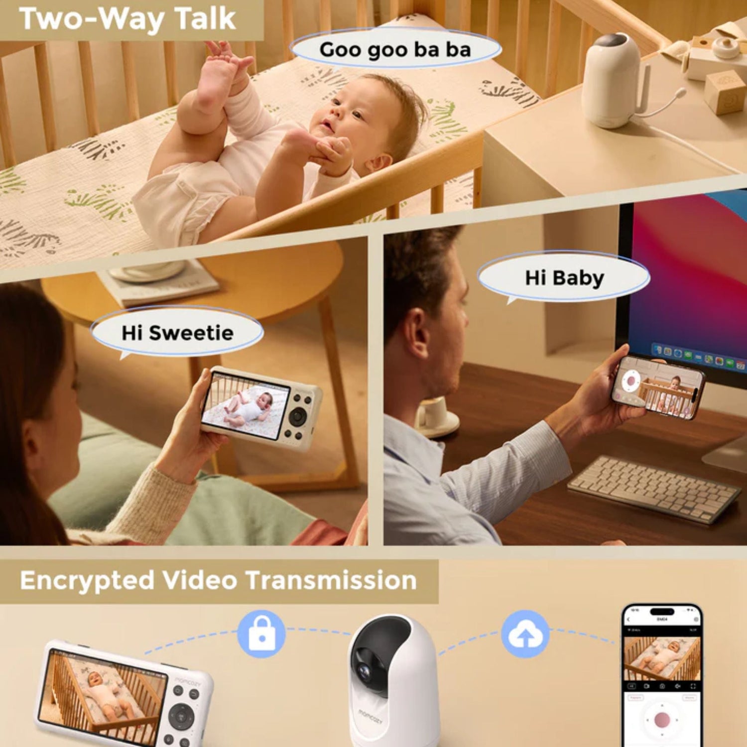 MOMCOZY BM04 Baby Monitoring Camera - White 