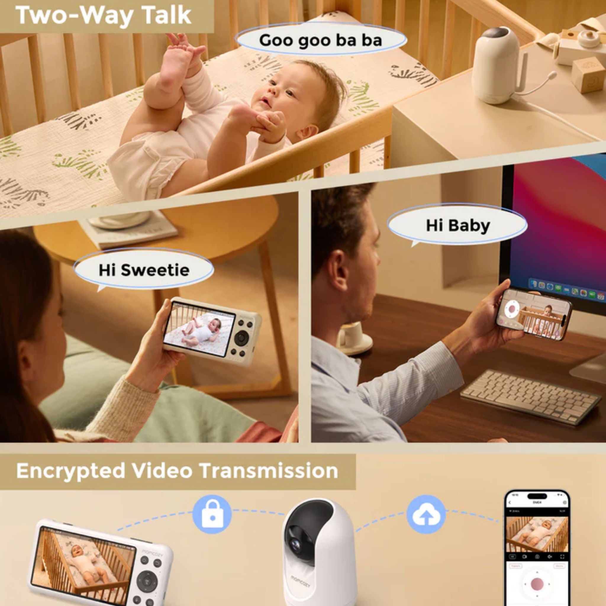 MOMCOZY BM04 Baby Monitoring Camera - White 